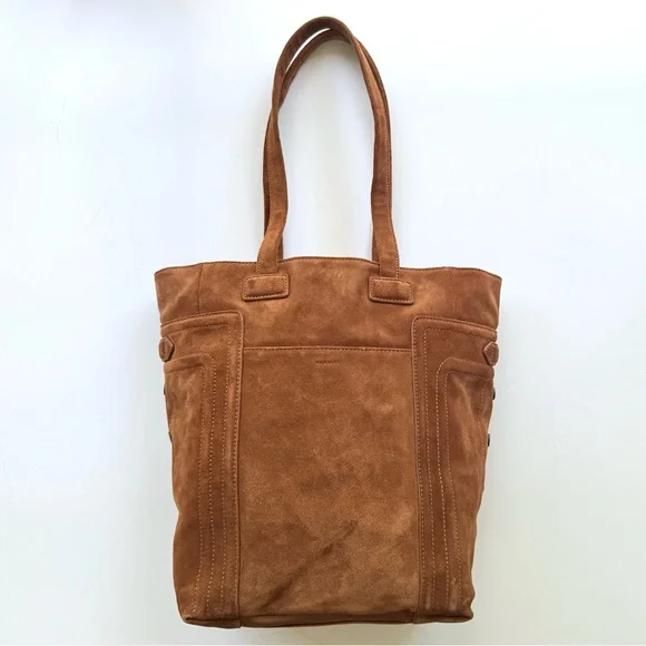 Hammitt Otis Tote Bag in Mahogany Brushed Suede w/ Leather Trim - Picture 6 of 16